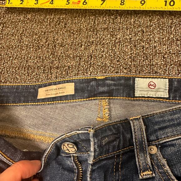 Adriano Goldschmied Jeans Women’s 26R Blue Stevie Ankle Slim Straight Distressed - Picture 5 of 6